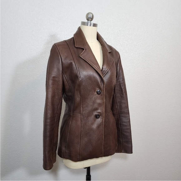 WILSONS LEATHER 2 Button Leather blazer sports coat jacket in brown size M - Picture 11 of 12